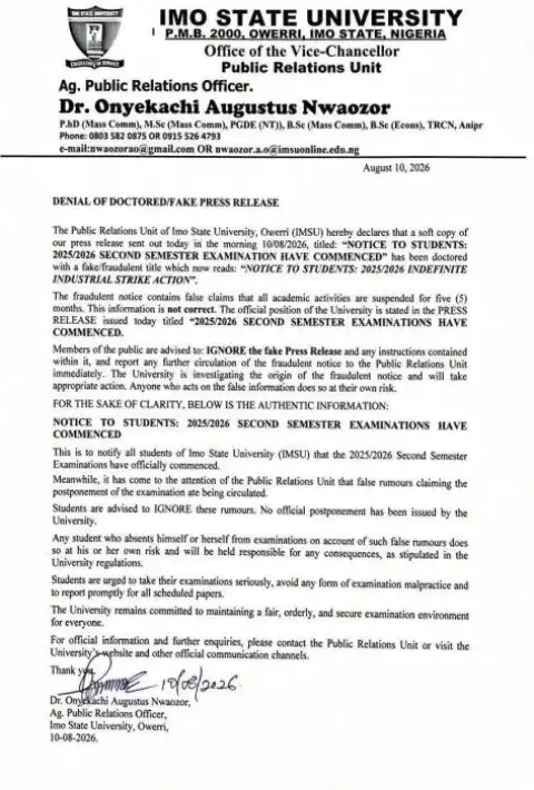 IMSU denies embarking on strike