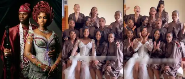 Priscilla Ojo Stuns In Elegant Lace As She Makes First White Wedding Appearance