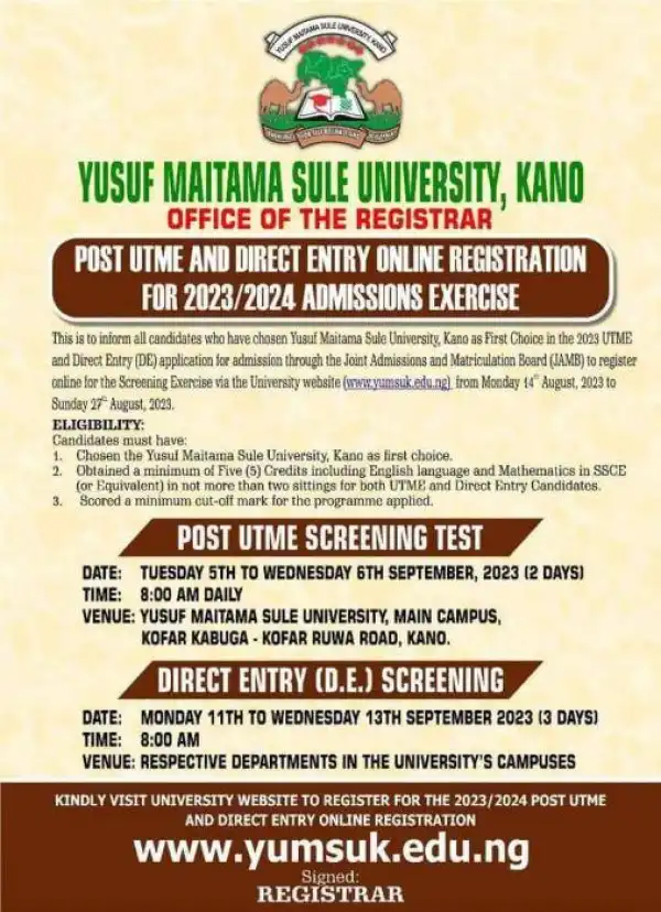 NWU Post-UTME/DE 2023: cut-off marks, eligibility and registration details