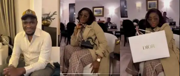 Pastor Tobi Adegboyega Surprises Eniola Badmus With Designer Dior Handbag During Visit