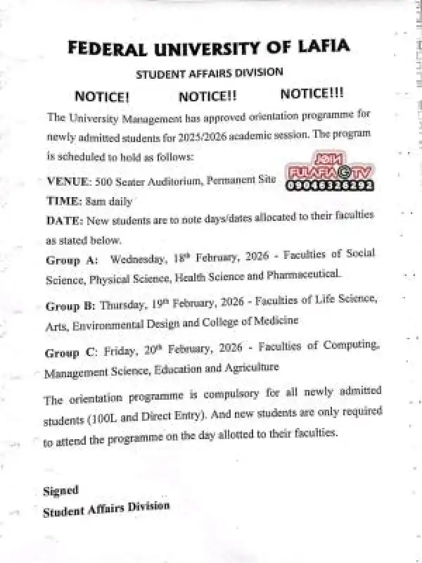 FULAFIA announces Orientation Programme, 2025/2026