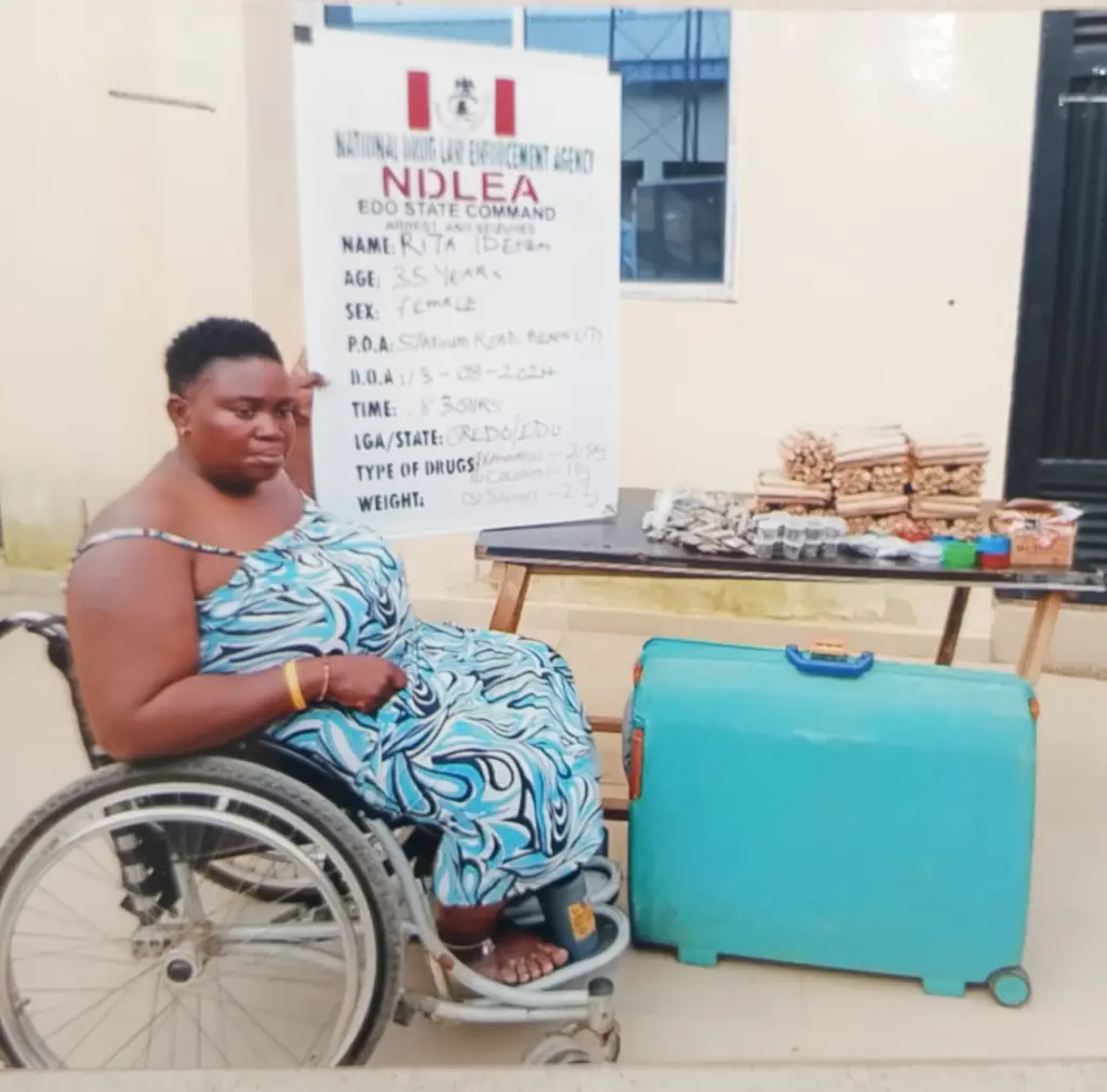 Physically challenged woman jailed 15 years for drug trafficking in Edo