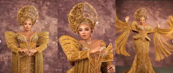 Mercy Atang’s Designer Reveals Numbers Of Safety Pins Used For Making Her Outfit