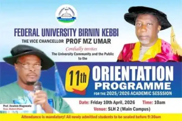 FUBK 11th Orientation Programme for 2025/2026 Academic Session