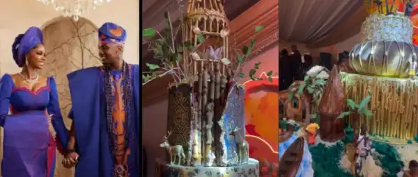 Priscilla Ojo And Juma Jux’s Impressive Traditional Wedding Cake Sparks Buzz Online