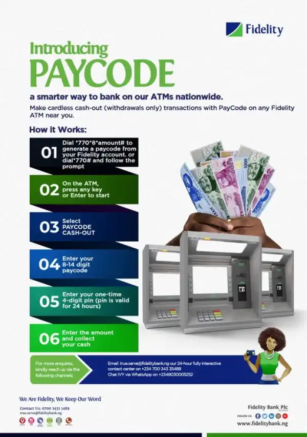 Fidelity Bank Introduces Cardless ATM Withdrawals