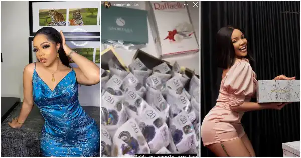 Nengi Receives A Bouquet Of Pound Sterling Notes From Her Fans In The UK