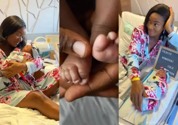 Comedian Wofai Fada welcomes baby girl with husband, Taiwo Cole