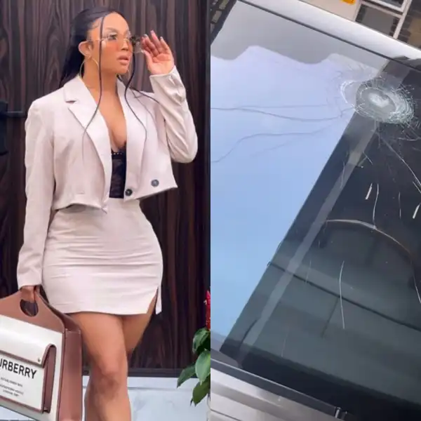 Toke Makinwa Laments As Golf Player Smashes The Windscreen Of Her Car (Photo)