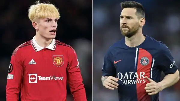 Alejandro Garnacho reacts to meeting Lionel Messi