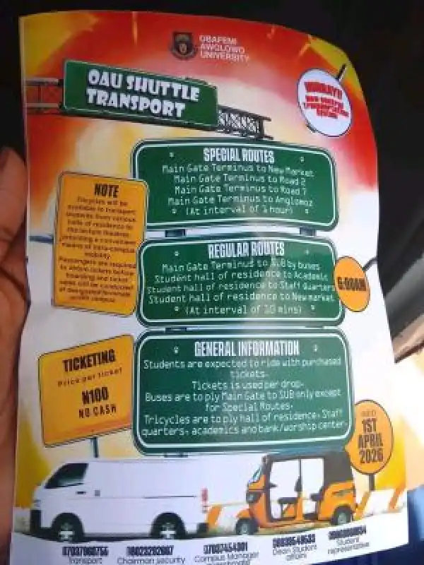 OAU announces new central transportation framework