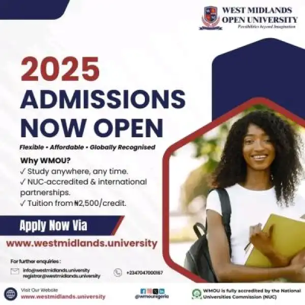 West Midlands Open University releases Admission form, 2025/2026
