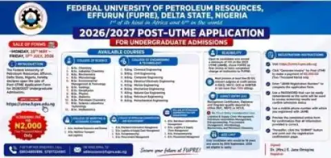 FUPRE Post-UTME/DE 2026: Cut-off mark, Eligibility and Registration Details