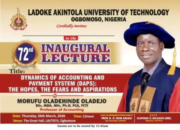 LAUTECH announces 72nd inaugural lecture