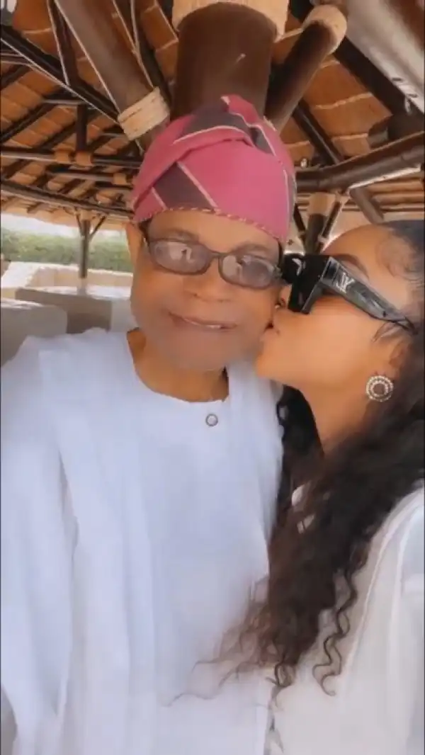 Toke Makinwa Takes Father To Dubai to Celebrate His 80th Birthday (Video)