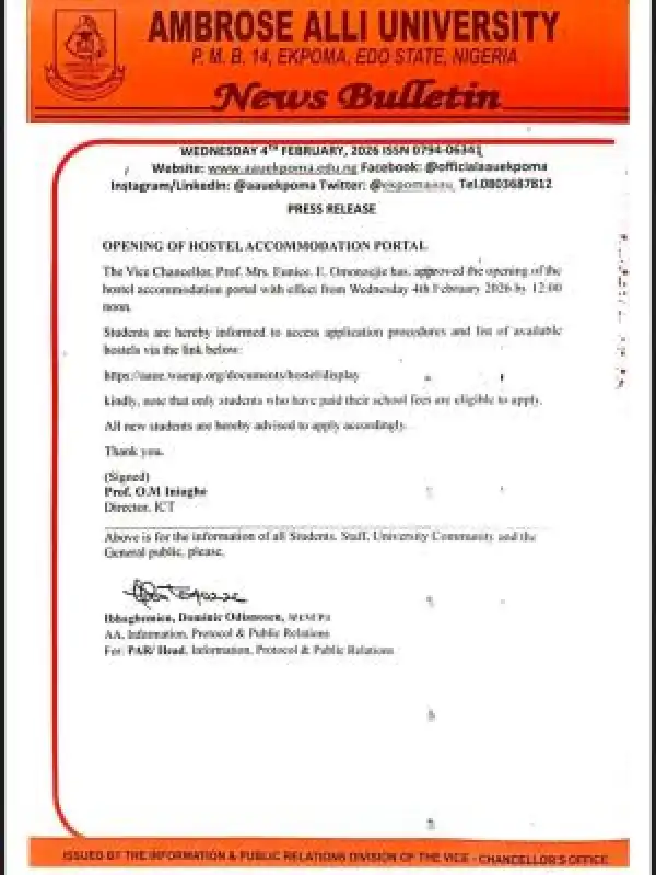 AAU opens hostel accommodation portal, 2025/2026 session