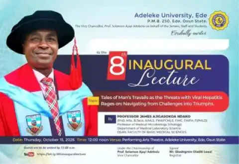 Adeleke University Announces Its 8th Inaugural Lecture