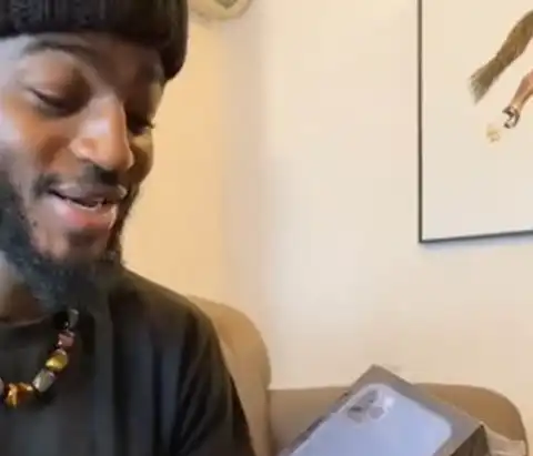 BBNaija's Khalid Overjoyed As He Receives An iphone From Fan (Video)