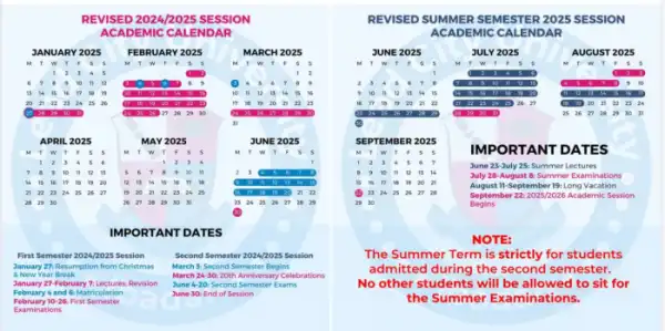 Lead City University revised academic calendar for 2024/2025 session