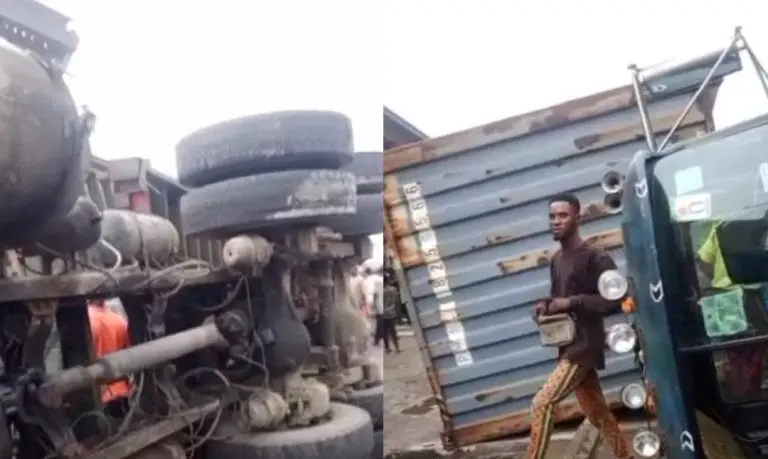 One killed, 3 rescued as 40ft container-laden truck crushes minibus in Lagos