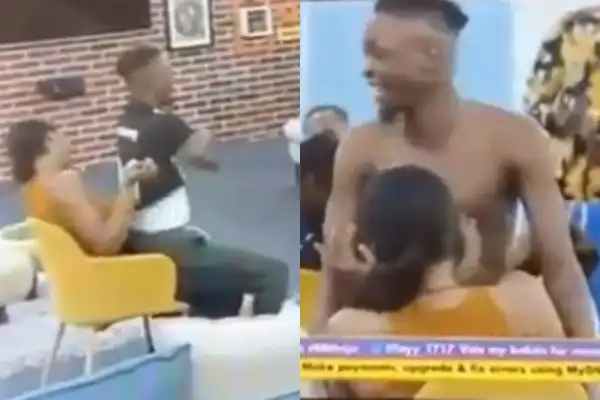 #BBNaija: Watch When Laycon Chose Erica And Gave Her A Lap Dance (Video)