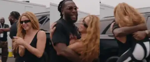Viral Moment as Burna Boy Carries Shakira While Celebrating Their Global Hit Dai Dai