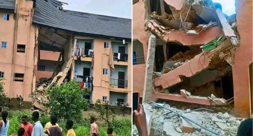 3-storey building accommodating varsity students collapses in Ebonyi