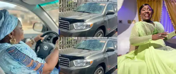 Mama No Network Buys Herself a New Car, Shares Blessings With Fans