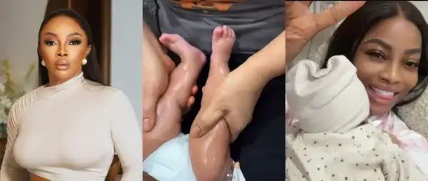 “Waste Of Money”- Fans React As Toke Makinwa Hires Indonesian Lady For Daughter’s Weekly Massage