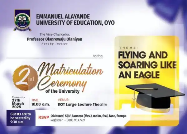 Emmanuel Alayande University of Education matriculation ceremony, 2024/2025