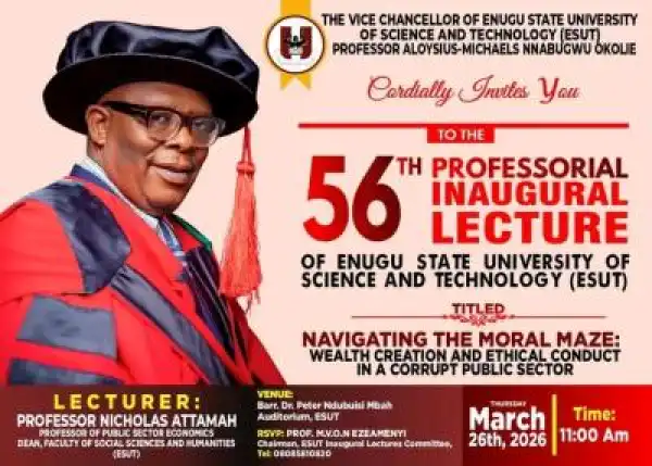 ESUT announces 56th Inaugural Lecture