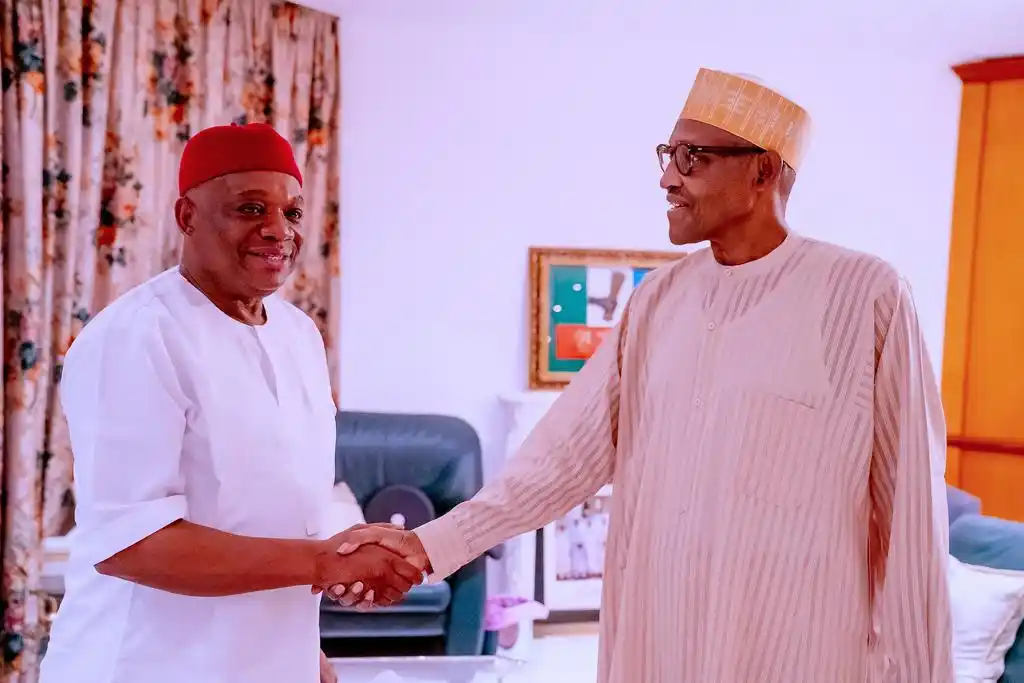 Breaking !!! President Buhari Hosts Senator Kalu