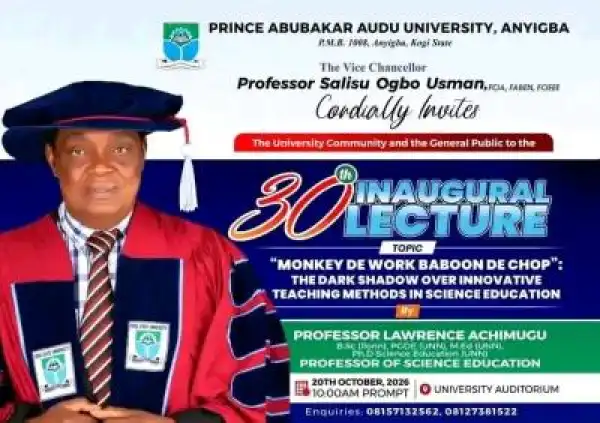 PAAU announces 30th Inaugural Lecture