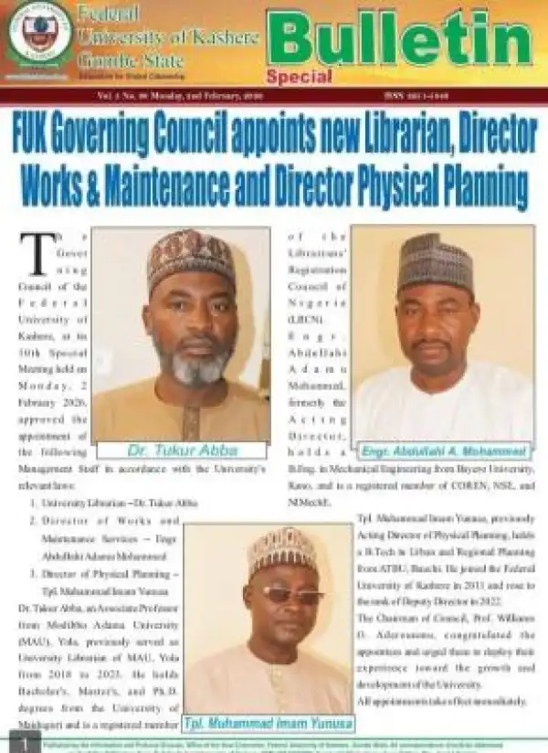 FUKashere Governing Council Appoints New Principal Officers