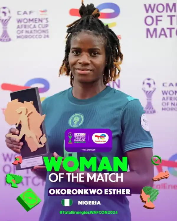 Esther Okoronkwo named Woman of the Match in Super Falcons’ Victory Over Tunisia