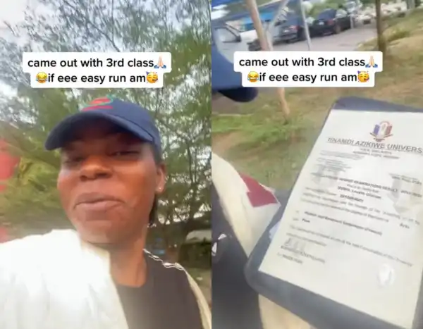Do It If It Is Easy - Lady Celebrates As She Graduates With A 3rd Class From UNIZIK (Video)