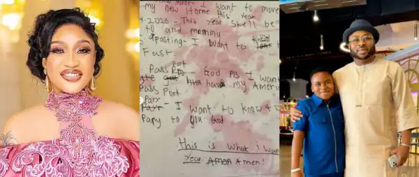 Tonto Dikeh’s Son Shares Handwritten Prayer That Sparked Family Reunion