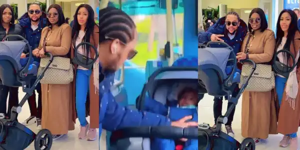 “God really create” Actor Sunkanmi Omobolanle gushes over his family as they storm London (Photos)