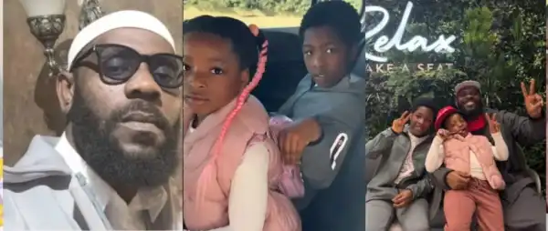 Fans reacts as Odumodublvck shows off his kids, says he hid ‘them world from’