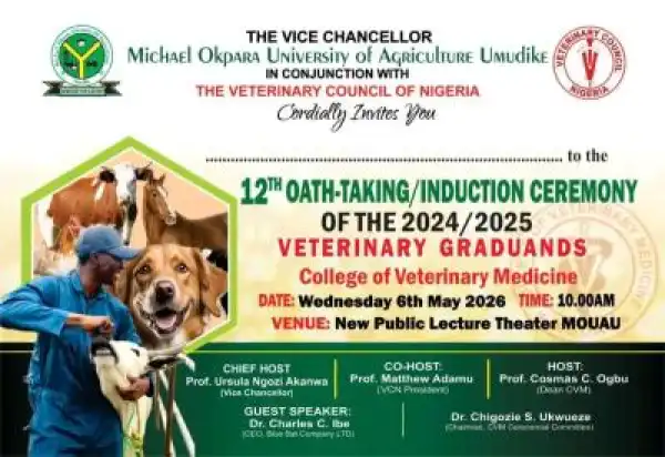 MOUAU 12th Oath-Taking/Induction Ceremony of the 2024/25 Veterinary Graduands