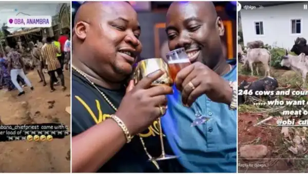 Cubana Chief Priest Gifts Former Boss, Obi Cubana 46 Cows For Mother’s Burial