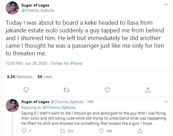 Nigerian lady recounts how she was almost kidnapped in Lagos