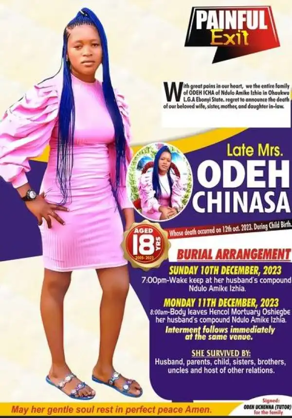 Tragedy As 18-year-old Married Girl Dies During Childbirth In Ebonyi