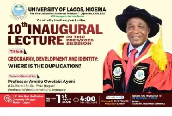 UNILAG announces 10th Inaugural Lecture