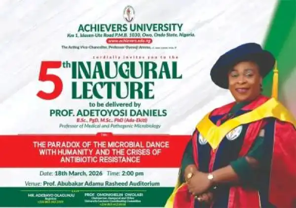 Achievers University announces 5th Inaugural Lecture