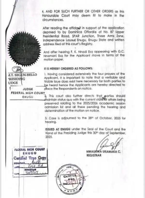 OAU, UNILAG face court interim order on 2025/2026 admissions