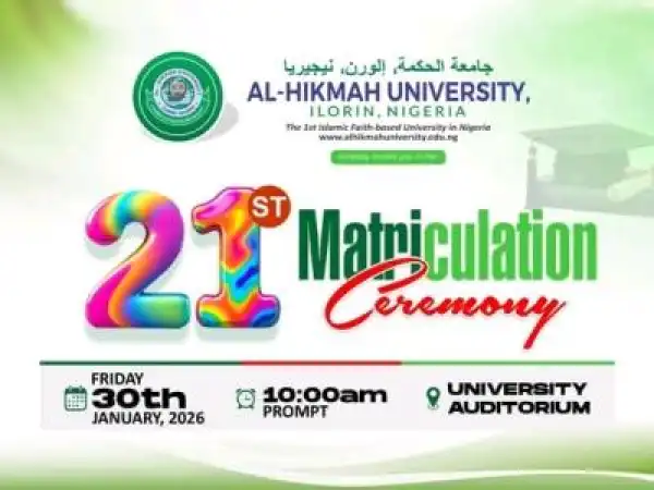 Al-Hikmah University to hold 29th matriculation ceremony