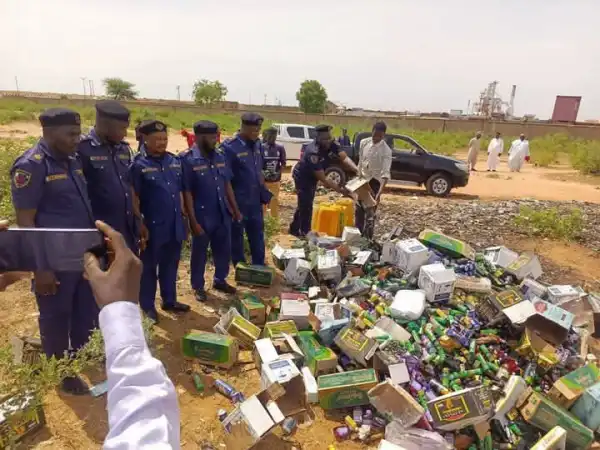 Yobe Hisbah destroys seized alcohol in Damaturu, Bursari LGs