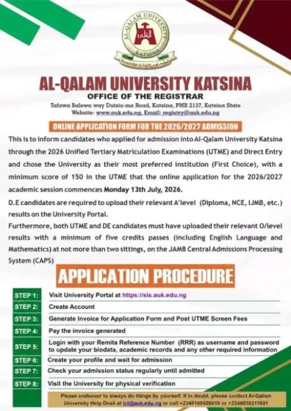 Al-Qalam University Post-UTME/DE 2026: Cut off mark, Eligibility and Registration Procedures