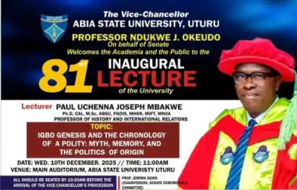 ABSU announces 81st inaugural lecture